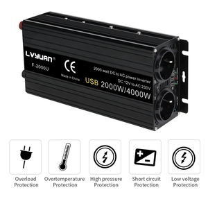 LVYUAN Inversor de Corriente de Onda Sinusoidal Modificada de Alta Calidad de 1000W 2200W, de 12V 24V a 110V 220V CA para Electrodomésticos - Product Image 3