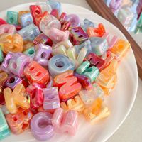Perles alphabet imitation agate bicolores à grand trou pour bracelets DIY, porte-clés, chaînes de téléphone, breloques de sac – Vente en gros