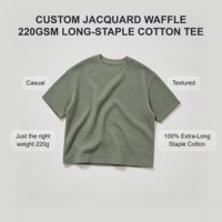 Camiseta de Algodón Jacquard Waffle de Diseño Personalizado para Hombre, 220GSM, 100% Algodón de Fibra Extra Larga, Cómoda, Casual, Venta al Por Mayor