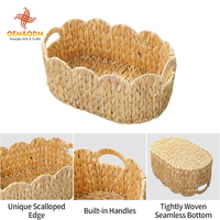 Panier de rangement ovale en jacinthe d'eau tressée à la main, avec poignée, pour la décoration de la maison et de la salle de bain, style bohème, écologique, idéal comme bac à cadeaux