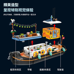 JieStar JJ9202 1306 Piezas Bloques <span class=keywords><strong>de</strong></span> Construcción, Casa Flotante, Bloques <span class=keywords><strong>de</strong></span> Construcción Pequeños, Modelo <span class=keywords><strong>de</strong></span> Barco, Ladrillos, Juguetes Educativos <span class=keywords><strong>de</strong></span> Construcción - Product Image 3