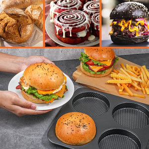 Teglia Antiaderente per Mini Hamburger da 2 Pollici, 12 Cavità, in Acciaio <span class=keywords><strong>al</strong></span> Carbonio Resistente per Hamburger Fatti in Casa - Product Image 4