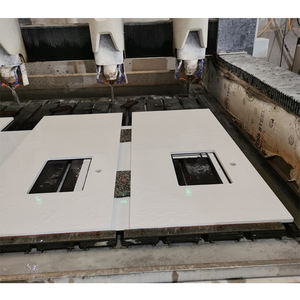 Özel Cut-to-size kuvars tezgah saf beyaz yapay taş mutfak Vanity Top toptan - Product Image 2