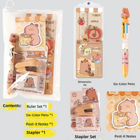 Ensemble de papeterie Capybar, cadeau pour enfant, stylo, autocollant, couteau utilitaire, boîte cadeau de papeterie, rentrée scolaire, cadeau d'anniversaire, récompense scolaire