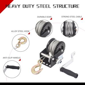 กว้านลากเรือแบบใช้มือ รับน้ำหนักได้ 800 ปอนด์ พร้อมสายเคเบิลเหล็กยาว 33 ฟุต พร้อมถุงมือ - Product Image 5