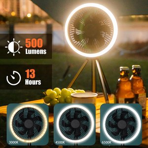 Có Thể Sạc Lại 10000MAh Pin 10 Inch Ứng Dụng Điều Khiển Từ Xa LED Cắm Trại Fan Di Động Ngoài Trời Tripod Fan Trần Lều Fan Ngân Hàng Điện - Product Image 3