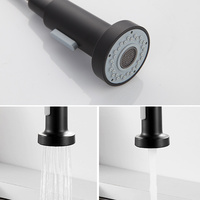 Robinet de cuisine de haute qualité pour eau chaude et froide, en cuivre, avec douchette extractible, noir et or