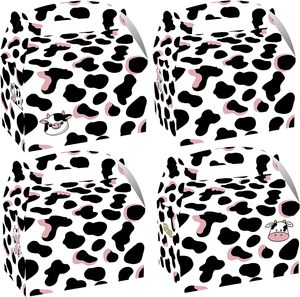 Lot de 12 boîtes <span class=keywords><strong>à</strong></span> friandises <span class=keywords><strong>à</strong></span> imprimé vache rose boîtes <span class=keywords><strong>à</strong></span> bonbons pour <span class=keywords><strong>animaux</strong></span> de ferme boîtes <span class=keywords><strong>à</strong></span> bonbons pour décoration de fête d'anniversaire sur le thème de la vache d'élevage - Product Image 1