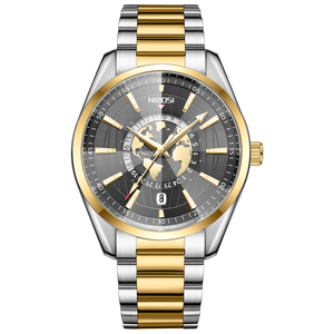 Reloj Nibosi 2700 de Nuevo Diseño con Patrón de la Tierra, Luminoso, de Acero Inoxidable y Cuarzo <span class=keywords><strong>para</strong></span> <span class=keywords><strong>Hombre</strong></span> - Product Image 1