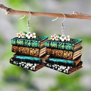 Pendientes de Libro Geométricos de Latón de Doble Cara, Modernos, Regalo de Graduación, Regreso a Clases, Día del Maestro para Mujeres UIONEN 1788 - Product Image 1