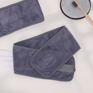 Bandeau en microfibre gris longue de 64*10 cm, antidérapant, lavable, pour le maquillage, le lavage du visage, le traitement facial, le sport, s'adapte au bandeau - Product Image 1