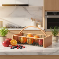 Nieuwste ontwerp grote houten & gaas tuinmand boerderij stijl oogstmand voor fruit groenten bloemen