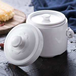 หม้อเซรามิกสองหูพร้อมฝาปิด ขนาด 1.5 ลิตร สำหรับทำซุปรังนก ใช้ในโรงแรม - Product Image 2