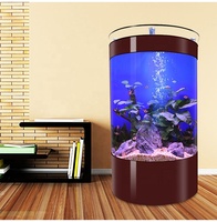 Europäisches Rundes Ökologisches Glas-Acryl-Fischtank-Aquarium mit Maßgefertigtem Bodenfilter für Große Wohnräume im Europäischen Stil