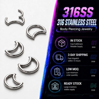 Thorrk Anneau de piercing segmenté articulé en titane ASTM F136 en forme de lune pour cartilage et nez