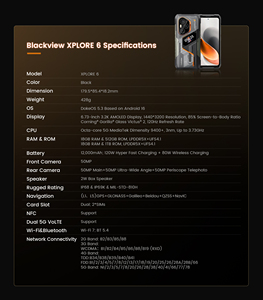 Blackview XPLORE 6 Téléphone robuste 5G CDMA Octa Core Série MTK 62XX 18 Go 1 To 12000 mAh 120 W Écran AMOLED FHD 6,73 pouces 50 MP Periscopique - Product Image 4