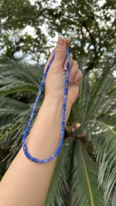 Collar de Cuentas de Ágata Rojo Oscuro, Gargantilla de Piedra Natural, Cuentas Cuadradas en Forma de Tubo, Collar de Piedras Preciosas con Energía Curativa para Unisex - Product Image 5