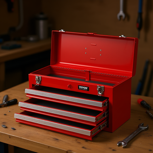 Caja de Herramientas Metálica Vevor de 20.5 Pulgadas con 3 Cajones, Organizador de Herramientas Rojo, Almacenamiento para Garaje - Product Image 2