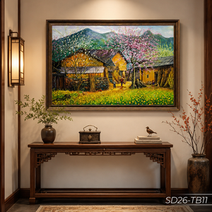 Pintura al Óleo de Paisaje Montañoso Campestre Hecha a Mano en Vietnam, Arte de Pared en Lienzo de Lujo, Servicio OEM ODM - Product Image 4