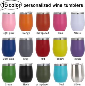 Gobelet isotherme de 12 oz avec couvercle, double paroi sous vide en acier inoxydable, tasse à vin, à café, à champagne, à cocktail, à bière - Product Image 6