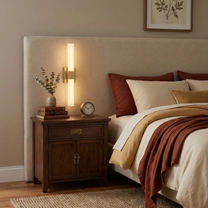Applique murale linéaire en albâtre, double tête, en pierre naturelle, avec finition laiton, pour salle de bain d'hôtel de luxe, luminaire LED double pour salle de bain - Product Image 2
