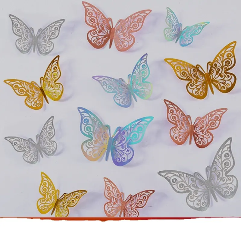 Hot selling Hollowout3D ButterflyWall Sticker Background Decoration Colorful Butterfly Sticker Decoration Background wallsticker
