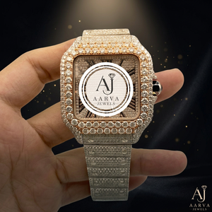 Reloj Mecánico con Esfera Cuadrada de Ladrillo, Pulsera Estilo Cubo de Hielo, Tono Rodio y Oro Rosa, Joyería Unisex - Product Image 1