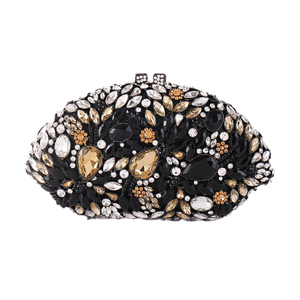 Bolso de Mano Elegante para Mujer con Pedrería Floral, Plumas Brillantes y Cristales, Bolso de Noche con Cadena Desmontable para Bodas - Product Image 3