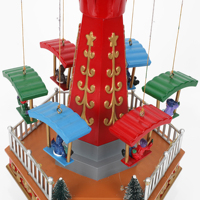 Figurines et jouets de Noël en résine en gros à prix abordable avec lumière LED et fonction de mouvement ascendant et descendant des parachutes, boîte à musique