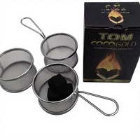 Support à charbon pour chicha en acier inoxydable ajouré, personnalisable en usine, avec poignée en bois, filtres à charbon et bols à charbon