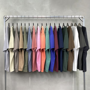 T-shirt da <span class=keywords><strong>uomo</strong></span> oversize a maniche corte, stile vintage americano personalizzato, 250 g/m², con bordi effetto consumato e lavaggio vintage, all'ingrosso - Product Image 1