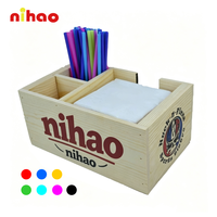 NIHAO Distributeur de serviettes en bois personnalisé avec logo, support de table, porte-serviettes pour restaurant, café, hôtel, vente en gros