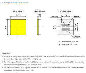 Samsungs ชิป LED พลังงานสูง LH181B ไฟสีขาวเย็น5000K 2.9V 350mA 175lm 120deg ตะกั่ว2-SMD Ra80 3ปี - Product Image 6