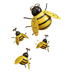 Garden and Grass Decoration Bumble Bee Garden Accents - Lawn Ornaments Collection Decorative Metal Folk Art Yellow Iron FAIRY