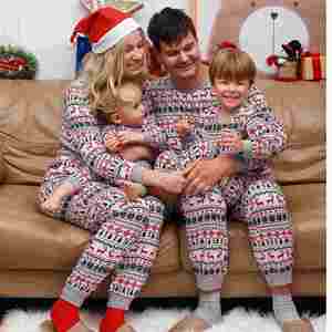 Nueva Tendencia Yi: Conjuntos de Pijamas Navideños con Estampado de Copos de Nieve, Trajes Familiares a Juego, Ropa de Dormir para Padres e Hijos con Diseño de Árbol de Navidad - Product Image 6