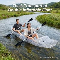 Kayak gonflable transparent en PVC épais pour 2 personnes, pliable, portable, pour la pêche et les sports nautiques de loisirs