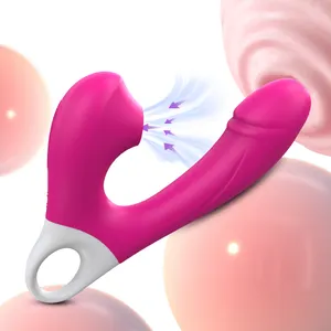 Vibrator Dildo 2 dalam 1 untuk wanita, Stimulator klitoris dildo realistis dengan 10 mode getaran, vibrator Dildo realistis