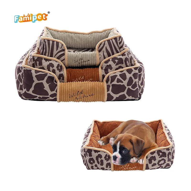 Famipet Manufacturer Custom New Design Luxury Soft Cozy Breathable Washable Rectangle Pet Cat Dog Bed