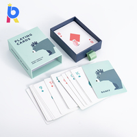 Cartes de poker durables et écologiques 310 g/m² bleu/noir, parfaites pour le jeu familial, impression personnalisée professionnelle, ressort intégré pour un retour rapide