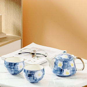 <b>Ceramic</b> Teapot Hand Painted Underglaze 1.5L With Lid Flower Design Heat Resistant For Tea Brewing - Product Image 4