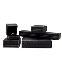 Gros bijoux personnalisés emballage AUCUNE QUANTITÉ MINIMALE DE COMMANDE bague boucle d'oreille collier en cuir PU d'expédition coffret noir pas cher boîtes à bijoux