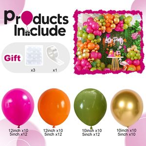 Kit de 90 Globos de Látex en Verde Oliva, Rosa Intenso, Naranja y Dorado con Temática Tropical Hawaiana para Fiestas de Cumpleaños, Playa y Piscina de Verano - Product Image 2