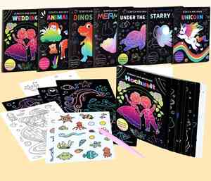 Kits de Proyectos DIY, Regalos, Libro de Dibujo Mágico Colorido, Papel para Rascar con Efecto Arcoíris, Arte para Niños - Product Image 2