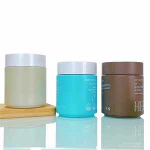 Vente en gros de pots en verre cosmétique ronds transparents givrés mats noirs de grande capacité 200g 200ml pour capsules et pilules - Product Image 1