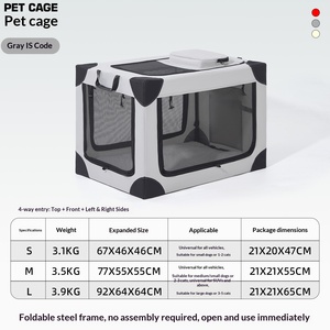 Cage de transport pliable et légère pour animaux de compagnie, idéale pour chiens et chats, voyages en voiture - Product Image 4