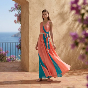 Robe Maxi enveloppante Tropical Vibe Vêtements d'Explorateur Urbain Cousus Artisan Léger - Product Image 3