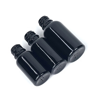 Flacons compte-gouttes en verre noir mat 15ml à 100ml violet foncé brillant pour gouttes oculaires sérum à l'huile essentielle expédiable dans des cartons