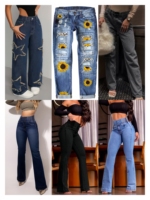 2025 Merek Pakaian Wanita Modis Pakaian Kasual Wanita dan Pria Celana Jeans Ketat Grosir Pakaian Pengiriman Acak