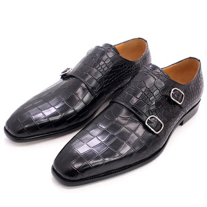 Chaussures italiennes pour hommes, chaussures à double boucle, chaussures habillées en cuir, chaussures artisanales en cuir pur pour hommes, chaussures de costume - Product Image 1