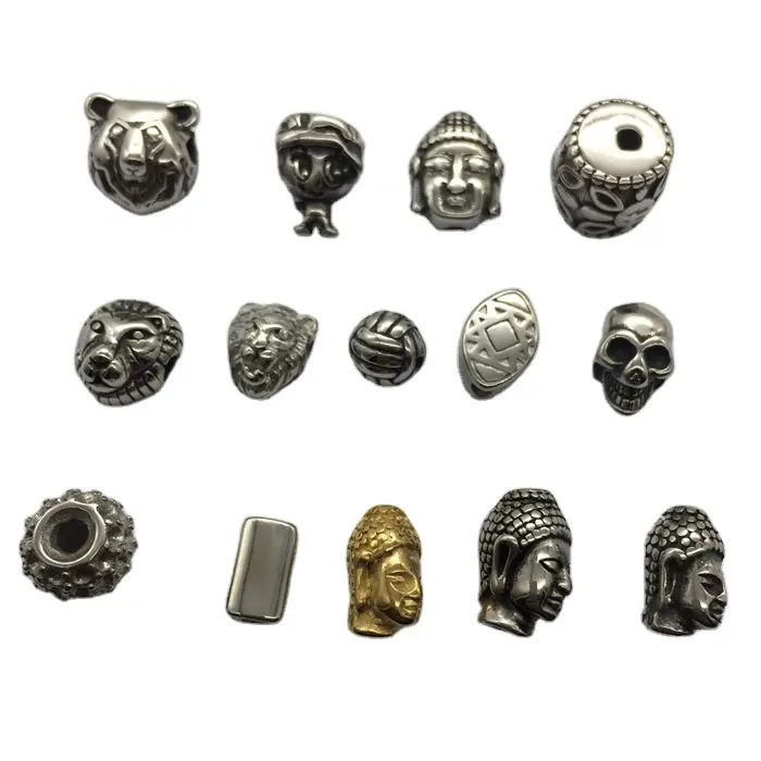 Grosir bead store online untuk gelang stainless steel, manik-manik logam bergaya punk untuk membuat perhiasan